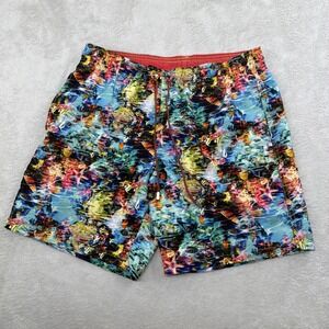 Bugatchi Swim Trunks Mens Medium Colorful Aquatic Vibrant Coral Reef Designer